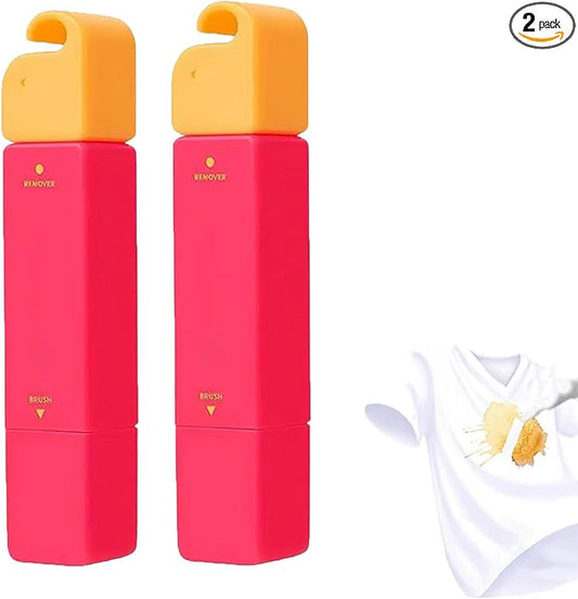 Portable Instant Stain Remover Pen,3-Second Stain Remover Pen for Clothes,Water Free Clean,Double Head Instant Treater Sticks With Lanyard,Travel & Pocket-Sized (2, Red)