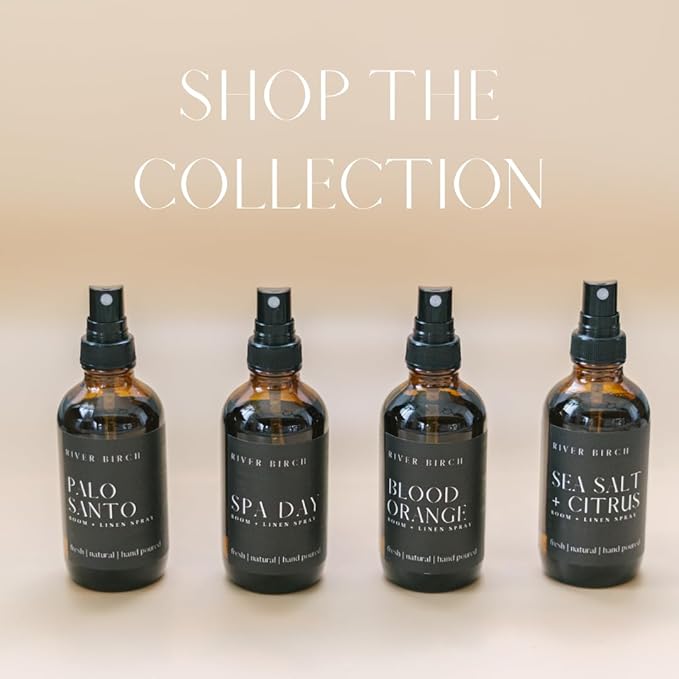 River Birch Luxury Linen and Room Spray - Leather Oud Home Signature Scent - Room Fragrance Spray - Fragrant Fresh Linen Air Freshener For Bedding - Handmade in Texas - 4 oz Glass Amber Bottle