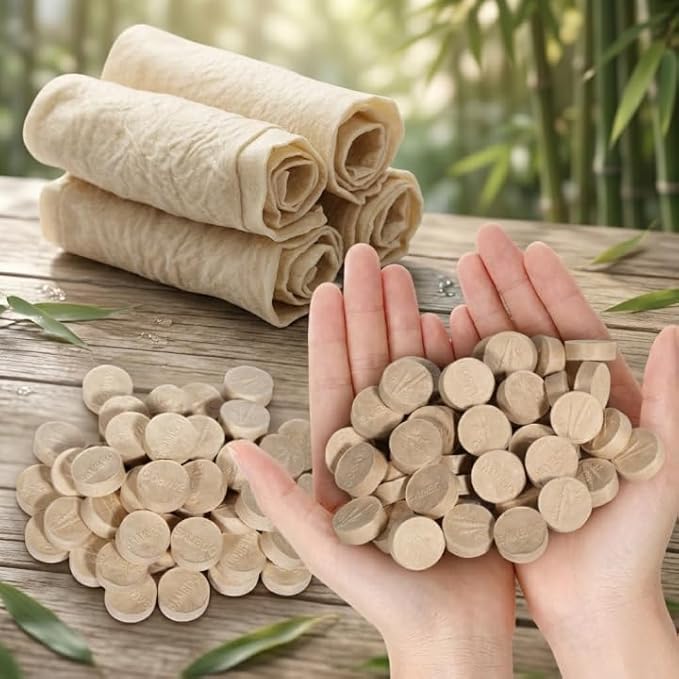 LEKOCH 100 Pcs Compressed Towel Tablets - Biodegradable Disposable Bamboo Towels for Camping, Travel, Gym | Eco-Friendly Toilet Paper Alternative & Body Wipes
