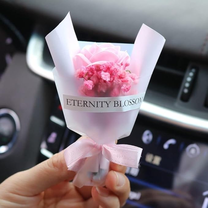 Fresh Flowers Mini Dried Flowers Bouquet for Car Air Vent Clips, Car Air Outlet Perfume Decoration Air Fresheners Interior Accessories,Automotive Air Fresheners (Pink, Random fragrance)