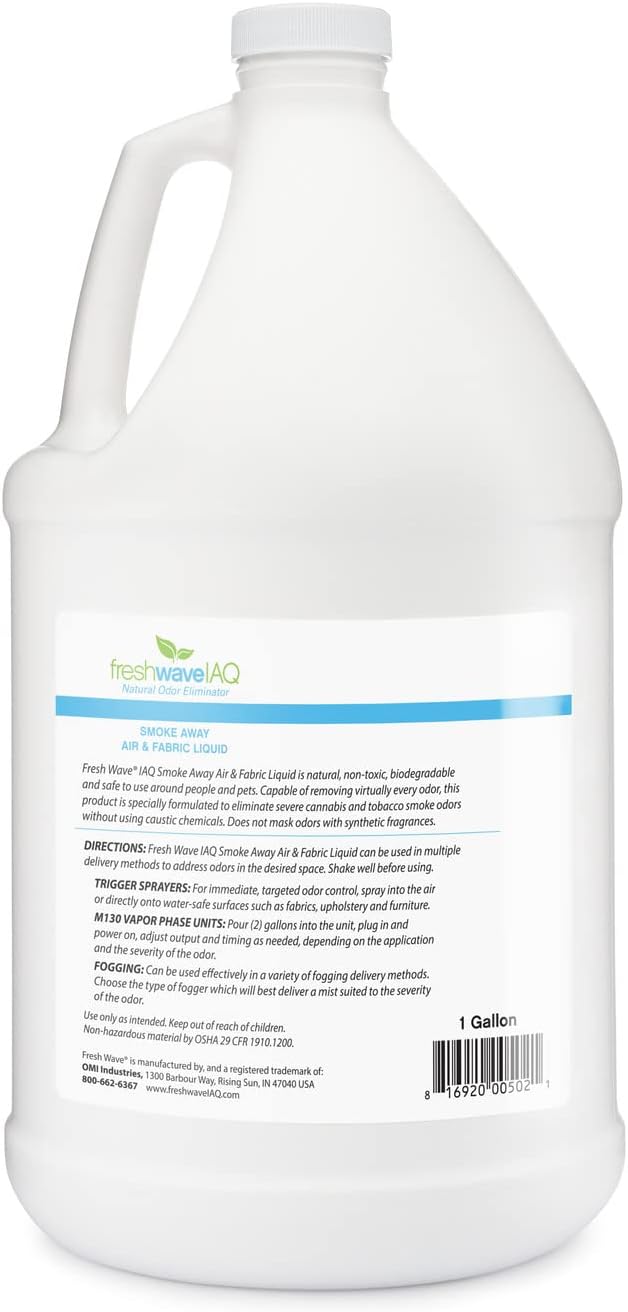 Fresh Wave IAQ Commercial Smoke Away Air & Fabric Liquid, 128 Fl. Oz. | Great for Strong Odors | Safer Natural Ingredients | Odor Eliminator for Home or Large Commercial Areas