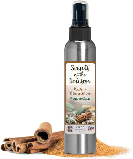Essential Oil Fragrance Spray, Warm Cinnamon, 4 oz — Natural Room and Fabric Mist for Home, Office, and Bedding