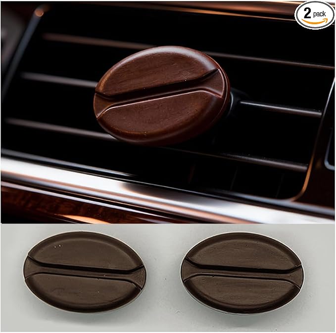 2 Pcs Car Air Fresheners Vent Clip Coffee Bean Natural Gypsum aromatherapy essential oil diffuser Bitter Coffee Scent perfume fragrance Long Lasting Decorative Accessories decor gift (brown)