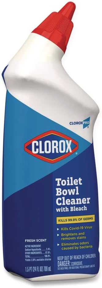 Clorox Toilet Bowl Cleaner with Bleach, Fresh Scent, 24oz Bottle