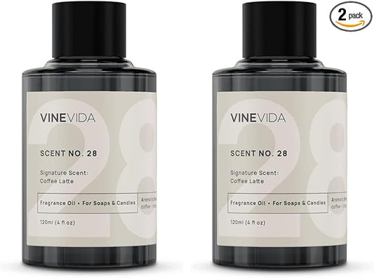 VINEVIDA 4oz Coffee Latte Fragrance Oil for Candle & Soap Making - USA Made Scents (Pack of 2)