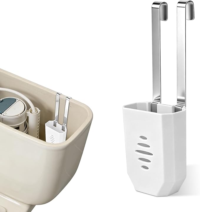 1pc Toilet Tank Cleaning Tablet Holder, Plastic Hanging Cleaner Caddy Bracket with Stainless Steel Hook Fits Most Standard Toilet Tanks