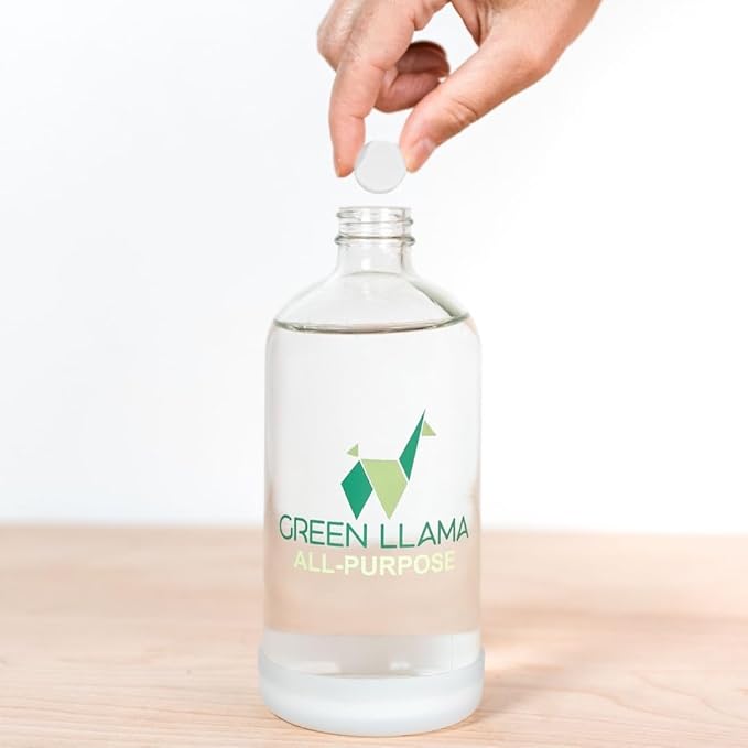 Green Llama Eco-Friendly All-Purpose Cleaning Spray | 16oz Glass Bottle, 3 Refill Tablets | Lemon Grass Scent | Natural, Sustainable, Safe for Home Surfaces | Ideal for Eco-Shoppers