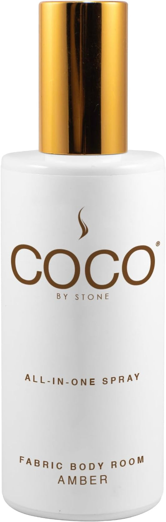 COCO by Stone 5oz All-in-One Spray (Amber) Shake & Spray Formula for Fabric, Pillows, Interiors, Clothing, Home Fragrance Accessories, Room Perfume, Room Deodorizer, Vegan & Cruelty-Free
