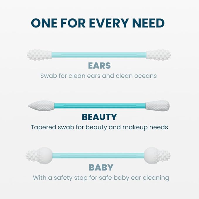 LastSwab® Reusable Cotton Swabs for Gentle & Eco-Friendly Beauty Routines - The Sustainable Alternative to Single-Use Q Tips - Zero Waste & Easy to Clean - Comes with a Convenient Travel Case Holder