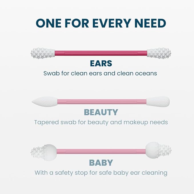 LastSwab Reusable Cotton Swabs for Ear Cleaning - The Sustainable and Sanitary Alternative to Single-Use - Zero Waste and Easy to Clean - Comes with a Convenient Travel Case Holder - Red