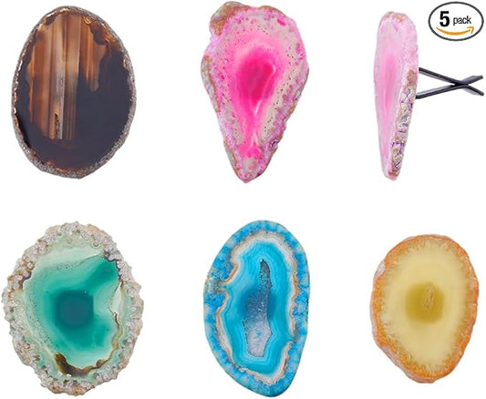DICOSMETIC 5Pcs Crystal Car Vent Clips Natural Agate Car Air Vent Clips Irregular Stone Slice with Plastic Clip Cars Air Freshener Clip for Women Men Cars Automotive Interior Decor