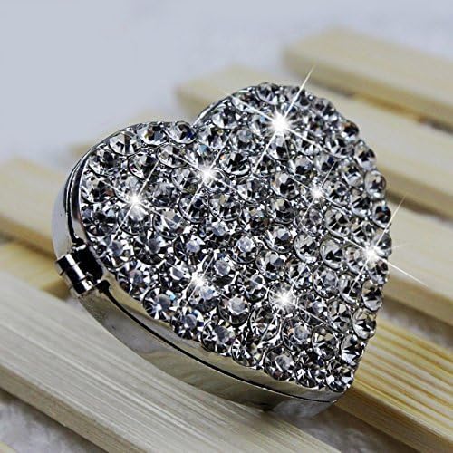 Crystal Sparking Heart Shape Natural Car Vent Clip Air Freshener For Auto (Silver)