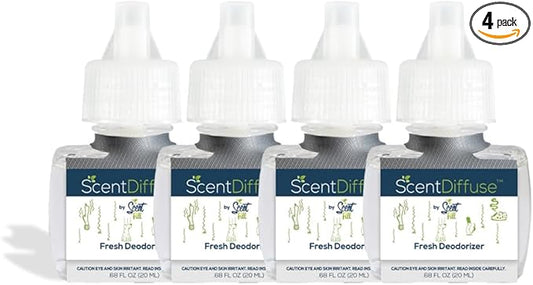 Scent Fill Fresh Deodorizer Plug in Air Freshener, 4 Scented Oil Refills