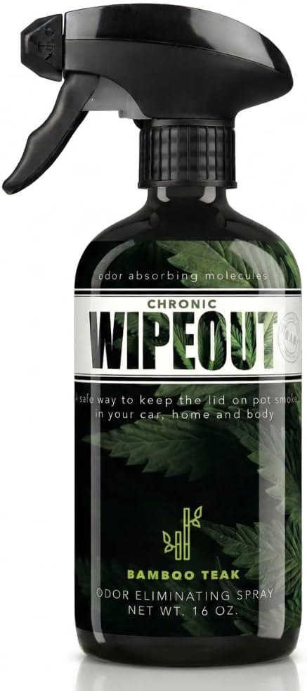 Chronic Wipeout Smoke Odor Eliminator Spray For Strong Odor - Highly Effective for Deodorizing Homes, Clothes, Cars, Office, Hands, & Hair from Smoke Smells - 1 16 oz Bottle Bamboo Teak Fragrance