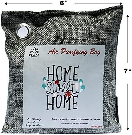 Bamboo Charcoal Air Purifying (Bag 4X200g), Removes Odors and Moisture, Nature Fresh Air Purifier Bags, Odor Eliminator for Home, Car, Pets, Bathroom, Basement