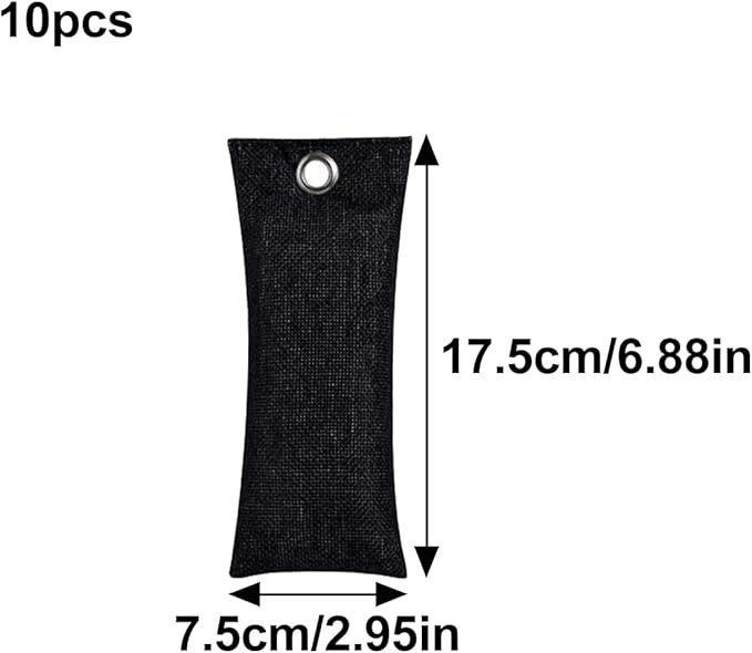 Activated Charcoal Air Purifying Bag (10 Pack 75g Each) Bamboo Charcoal Odor Absorber Air Freshener for Shoes, Closet, Car, Black