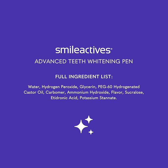 Smileactives Teeth Whitening Pen for White Smile, Fast Tooth Whitener and Stain Remover with Precision Brush Tip, Dental Quality Whitening Gel, Travel Pen, Easy to Use, Vanilla Mint Flavor, 1 Pack