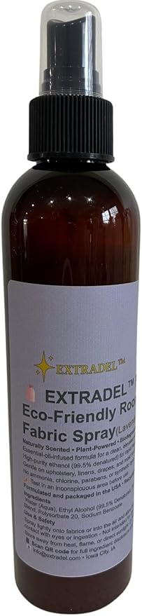 EXTRADEL™ Premium Eco-Friendly Room & Fabric Freshener, Plant-Based, Essential Oil Scent, Biodegradable (Lavender & Cedarwood Blend) 8 fl oz