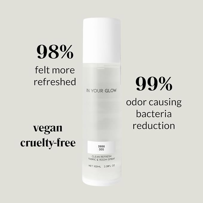 In Your Glow Fabric & Room Mist Spray– Long-Lasting Clean Scent, Unisex Luxury Fragrance & Odor Eliminator, 100ml- D008 DOS