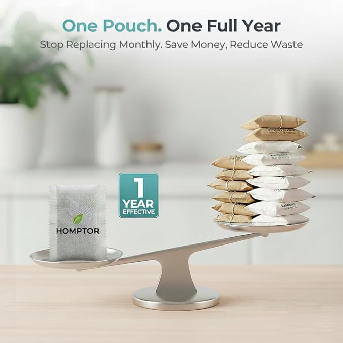 Unscented Odor Eliminator Pouches (8-Pack) - Deodorizer Inserts Compatible with Diaper Genie & Munchkin - 1 Year Smell Absorber for Trash Can, Shoe, Gym Bag | Better Than Baking Soda