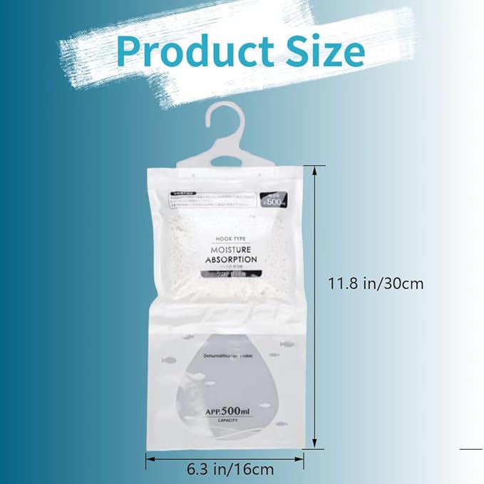 Moisture Absorbers Packets, Dehumidifier Bags, Hanging Moisture Absorber Bag, Humidity Packs,Closet Dehumidifier,Unscented Desiccant in Wardrobes, Bedrooms, Bathrooms,Kitchen(6 pack)
