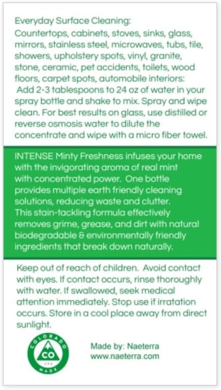 Naeterra Double the Mint Ultra Concentrated Multi-Purpose Cleaner – 64oz All-Natural, Powerful & Refreshing Household Cleaning Solution Renders up to 24 Gallons of multi purpose cleaner