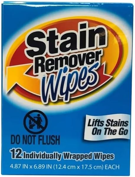 Stain Remover Wipes, Lifts Stains On The Go, 12 Individually Wrapped Wipes