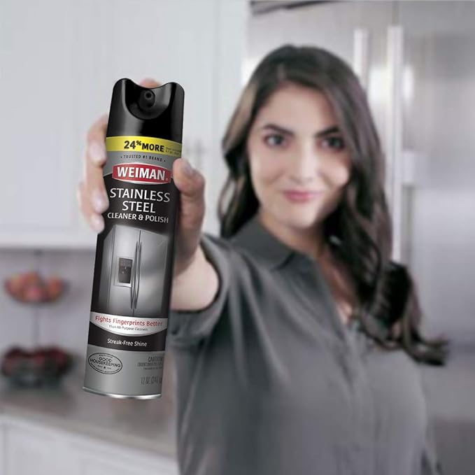 Weiman Stainless Steel Cleaner and Polish Spray, Fights Fingerprints, Leaves No Streaks, 12 Oz