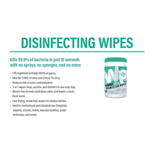 WIPESPLUS Disinfecting Surface Wipes Canister Bleach Free with Lemon Scent for Home and Business, 450 Count, (6 Packs of 75)