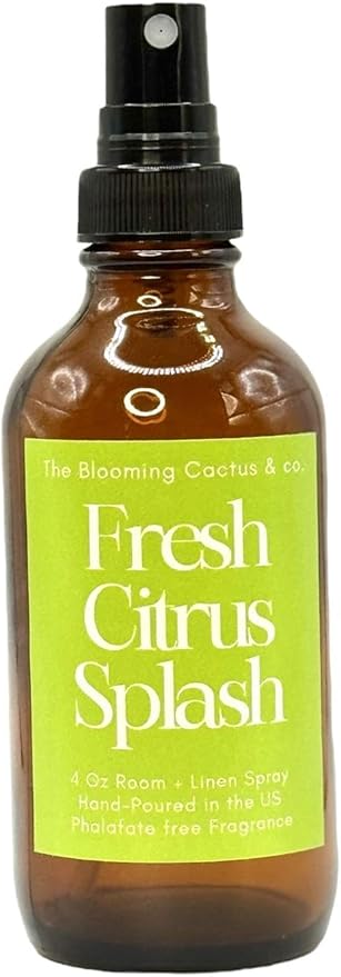 The Blooming Cactus & Co. Home | Linen | Room Spray - Air Freshener - Odor Eliminator - Car Air Freshener - Fabric Refresher - Mist Hand Poured - Made in USA – (Fresh Citrus Splash)