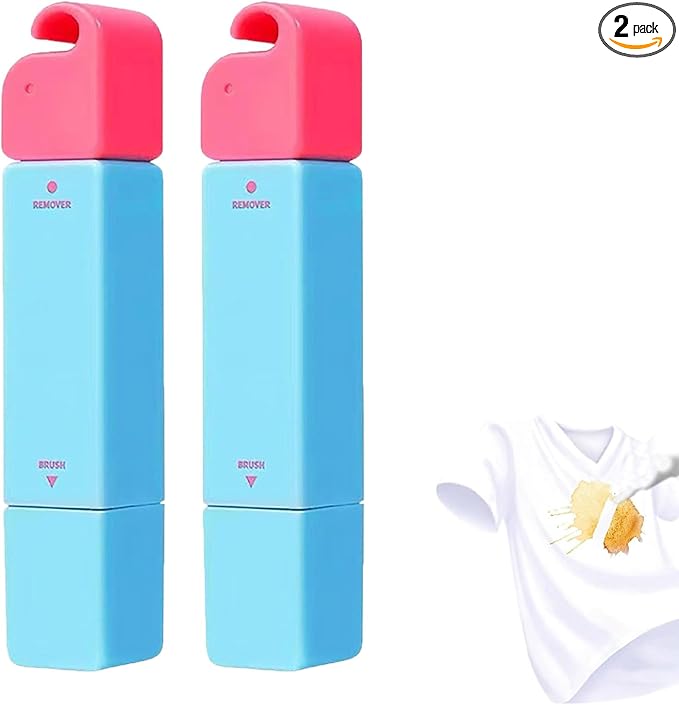 Portable Instant Stain Remover Pen,3-Second Stain Remover Pen for Clothes,Water Free Clean,Double Head Instant Treater Sticks With Lanyard,Travel & Pocket-Sized (2, Blue)