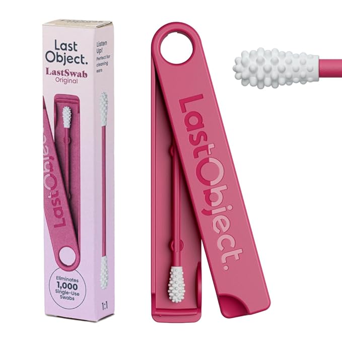 LastSwab Reusable Cotton Swabs for Ear Cleaning - The Sustainable and Sanitary Alternative to Single-Use - Zero Waste and Easy to Clean - Comes with a Convenient Travel Case Holder - Red