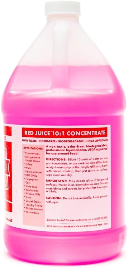 Speed Cleaning Red Juice All-Purpose, Heavy Duty Cleaner & Degreaser, Non-Toxic, Concentrated Formula. (Gallon Size Concentrate)
