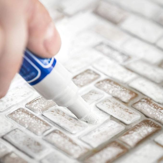 Grout Pen Tile Paint Marker: Light Grey 1 Pack and 2 Pack White with Extra Tips (Narrow, 5mm) - Waterproof Tile Grout Colorant Marker for Cleaner Looking Floors & Whitener Without Bleach