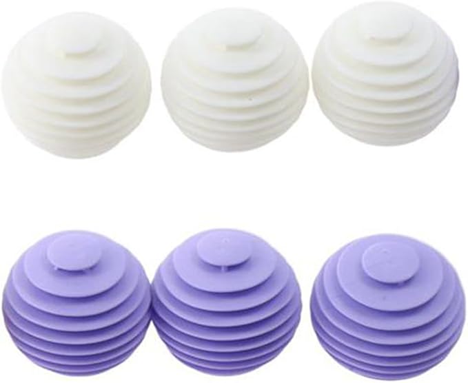 6pcs Laundry Ball, Silicone Wash Ball for Washing Machine, Lint Remover Dryer Balls, Soft Pet Fur Catcher Balls for Laundry, Reusable Home Gadgets(White/Purple)
