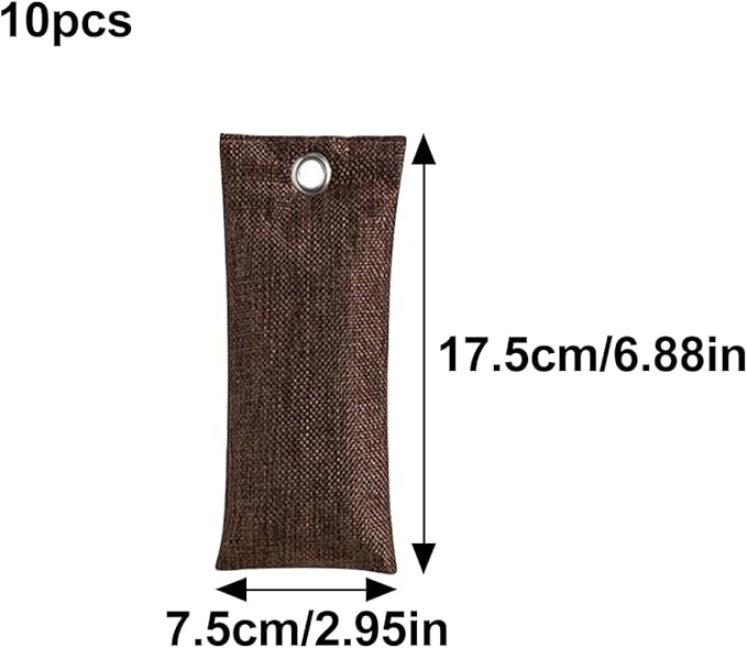 10PCS Activated Bamboo Charcoal Air Purifying Bag, Air Freshener Bag Moisture Absorber for Refrigerator Home Car, Coffee