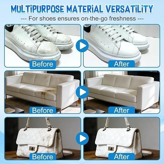 White Shoe Cleaner Cream,No Rinse Quick Brightening Paste with Sponge for Leather Sneakers Soles Removes Dirt