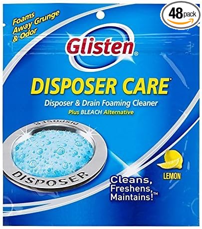 Glisten DP06N-PB Disposer Care Foaming Garbage Disposer Cleaner-4.9 Ounces (48 Uses)-Powerful Disposal Cleanser for Complete Cleaning of Entire Disposer Value Size PackTotal of 48 Packets