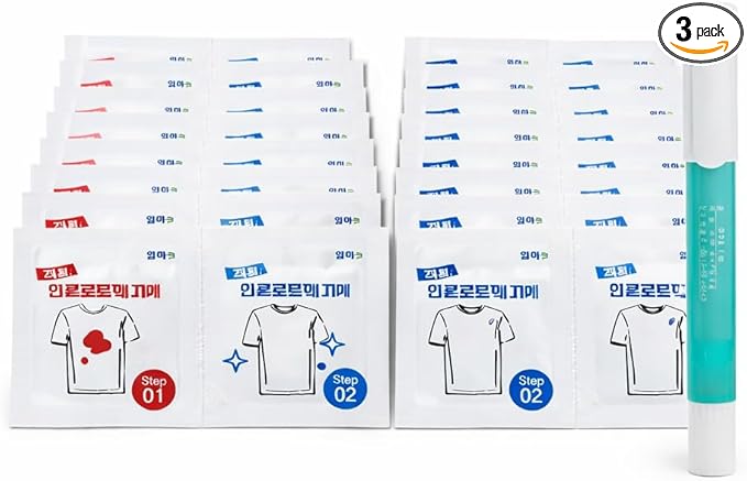 2-in-1 Portable Stain Remover Bundle, 3 Count - Dual Step Stain Removal Wipes (10 Sets x 2) + On-The-Go Solid Stain Cleaning Stick Pen (1 Pack), Instant Spot Cleaner for Food, Coffee & Sauce Stains