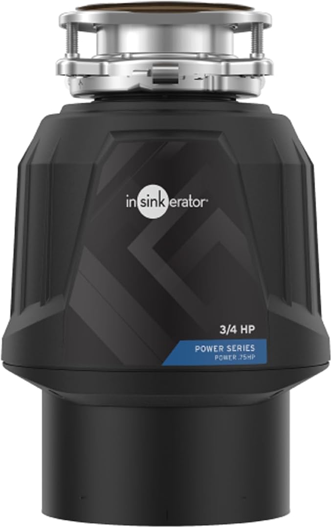 InSinkErator Power .75HP, 3/4 HP Garbage Disposal, Power Series EZ Connect Food Waste Disposer + InSinkErator Garbage Disposal Air Switch Kit, Dual Outlet Sink Top Switch Button, Satin Nickel STS-OOSN
