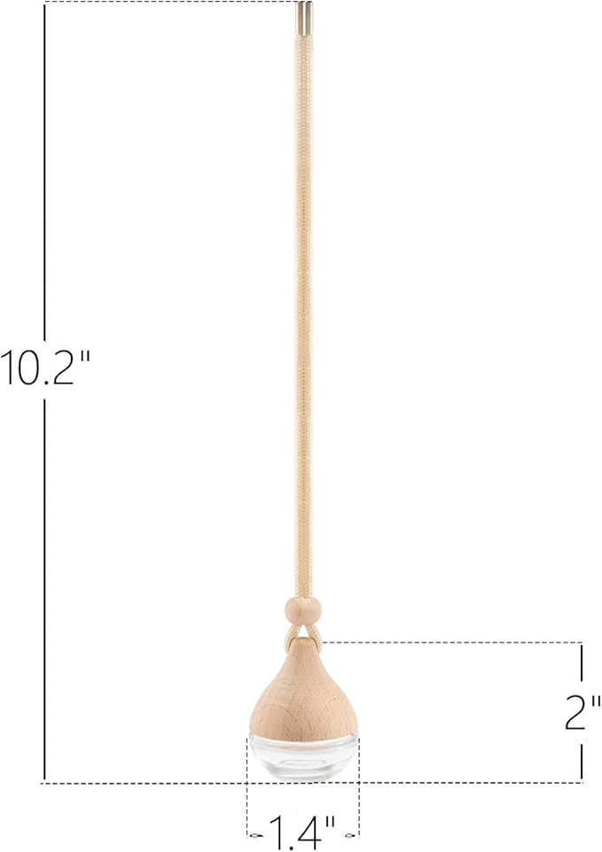 Refillable Car Air Freshener Hanging Diffuser, Empty Glass Bottle with Reed Sticks for Essential Oils, Car Scent Diffuser and Aromatherapy Pendant Decor for Women and Men (4PCS)