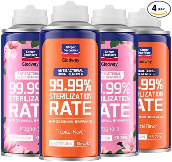 Glodway Air Refresher,Odor Eliminator Remover Spray,Odor Remover,Long-Lasting Scent For Home,Couch,Mattress,Furniture, bathroom,Fabrics & Trash,6 Ounce,Magnolia,Tropical Flavor,4 Pack