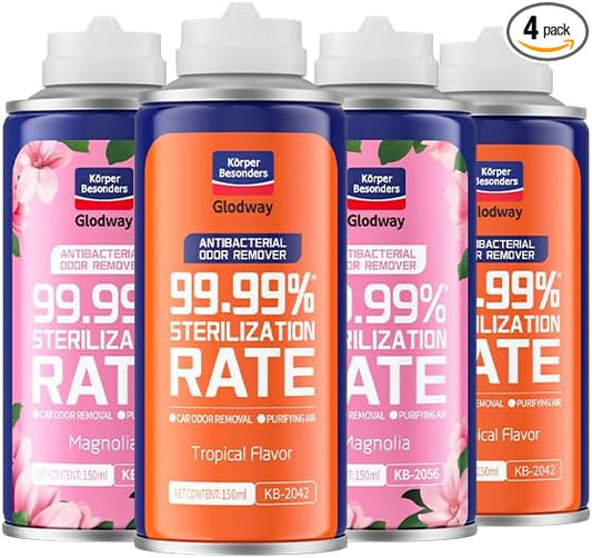 Glodway Air Refresher,Odor Eliminator Remover Spray,Odor Remover,Long-Lasting Scent For Home,Couch,Mattress,Furniture, bathroom,Fabrics & Trash,6 Ounce,Magnolia,Tropical Flavor,4 Pack