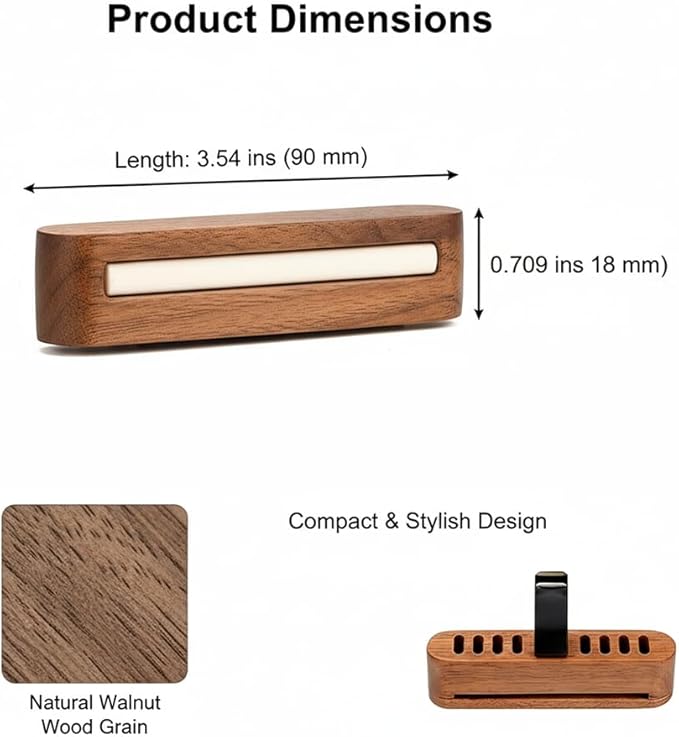 2 Pack Natural Walnut Wood Car Vent Clip Air Freshener, Refillable Aroma Diffuser with 8 Absorber Sticks, Elegant Design for Auto, Home, Office