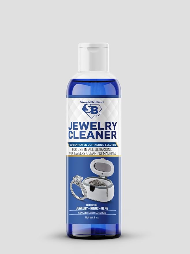 Jewelry Cleaner Liquid Concentrate – Professional Strength Non Toxic Solution for Diamonds, Gold, Silver, Platinum, and Precious Stones – Ammonia Free, Made in USA (8 Fl Oz)