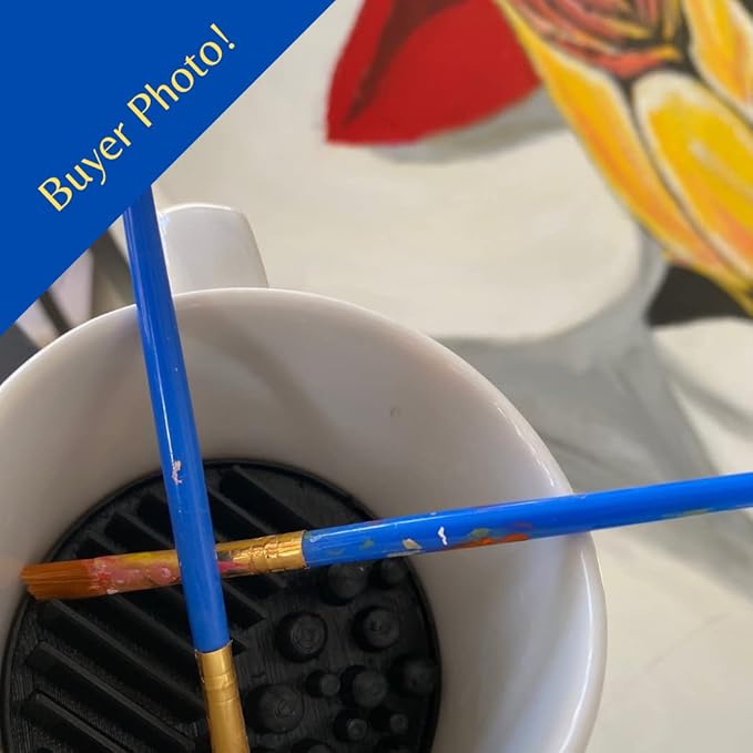 FRESHe Aqua Paint Plate Paintbrush Cleaner Disc - Drop in a Cup of Water & Keep Paint Brushes Clean - For Water-Based Mediums, Acrylic, and Watercolor - Teal (Aqua)
