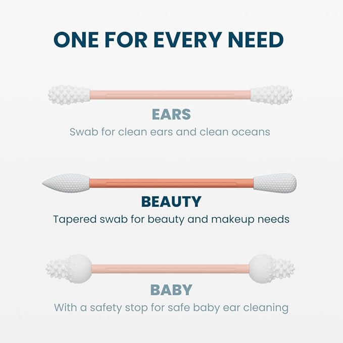 Reusable Cotton Swabs for Gentle and Eco-Friendly Beauty Routines - The Sustainable Alternative to Single-Use Q Tips - Zero Waste and Easy to Clean - Comes with a Convenient Travel Case Holder