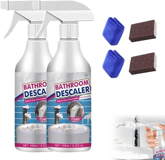 Bathroom Descaler Cleaner, 2026 Upgraded Multipurpose Stubborn Stains Cleaner, Bathroom Descaler Cleaners, Bathrooms Cleaning Foam Spray for Kitchen Bath Sink Glass (2)