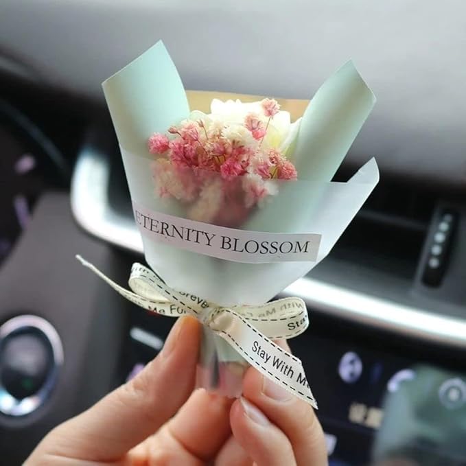 Pink Mini Dried Flowers Bouquet for Car Air Vent Clips, Car Air Outlet Perfume Decoration, Air Fresheners Fresheners, Decorations Automotive, Interior Accessories
