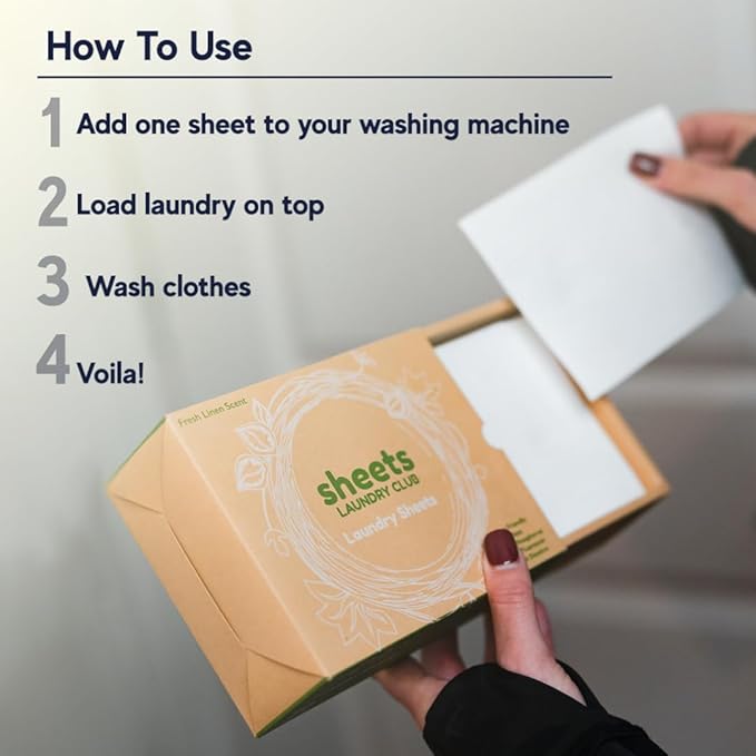 Sheets Laundry Club - Liquidless Laundry Detergent Sheets, 400 Loads - Fresh Linen Scent, Eco-Friendly, Quick-Dissolving Formula, Hypoallergenic, Septic Safe, Plastic-Free Packaging - 200 Sheets